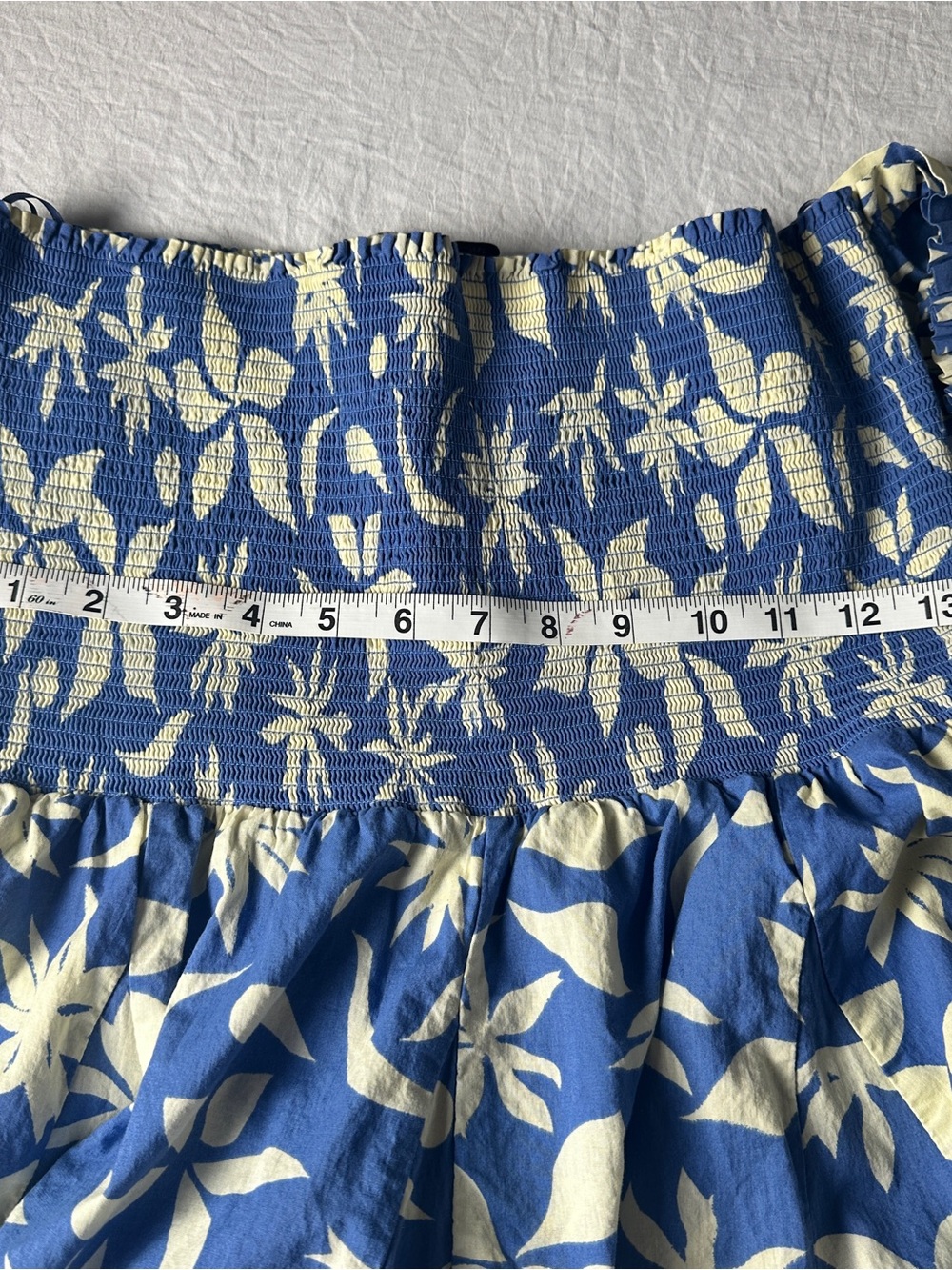 Zara Blue and Cream Off-Shoulder Floral Mini Dress - Picture 6 of 8